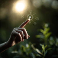 Itinai.com hand touching a medical cross symbol with icons on 0572c410 2175 49da bf54 0c18621d3df6 3