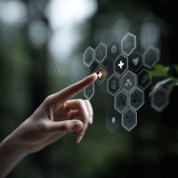Itinai.com hand touching a medical cross symbol with icons on 4028de97 1c4a 4db1 a436 22452950a9cb 0