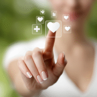 Itinai.com hand touching a medical cross symbol with icons on 93b2bb5e cc78 4175 acd9 a196745d2689 1