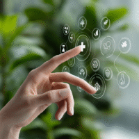Itinai.com hand touching a medical cross symbol with icons on 93b2bb5e cc78 4175 acd9 a196745d2689 2