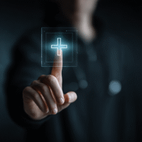 Itinai.com hand touching a medical cross symbol with icons on d0e932c4 8c55 450f 9ec3 7c9e447c66e4 2